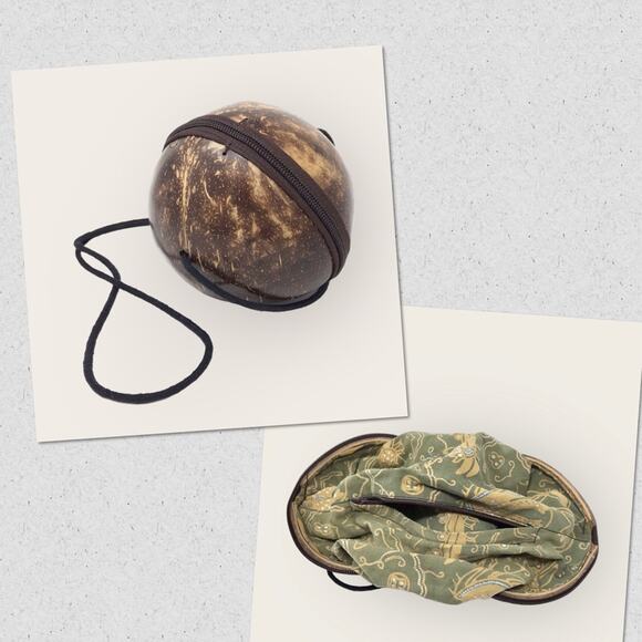 Hand Crafted Genuine Polished Coconut Crossbody Purse NWOT Bag - Picture 7 of 7